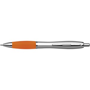 Plastic ballpen, silver barrel, orange (Plastic pen)