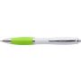 Plastic ballpen with coloured rubber grip, blue ink, lime