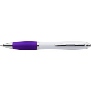 Plastic ballpen with coloured rubber grip, blue ink, purple (Plastic pen)