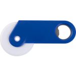 Plastic pizza cutter and bottle opener, cobalt blue (4109-23)