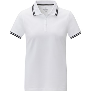 Amarago short sleeve women?s tipping polo, White (Polo shirt, 90-100% cotton)