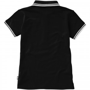 Deuce short sleeve women's polo with tipping, solid black (Polo shirt, 90-100% cotton)