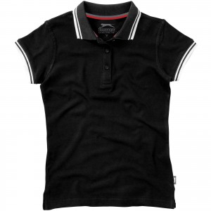 Deuce short sleeve women's polo with tipping, solid black (Polo shirt, 90-100% cotton)