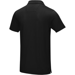 Graphite short sleeve men's GOTS organic polo, Solid black (Polo shirt, 90-100% cotton)