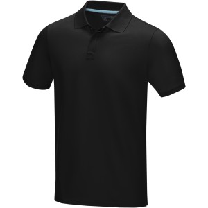Graphite short sleeve men's GOTS organic polo, Solid black (Polo shirt, 90-100% cotton)