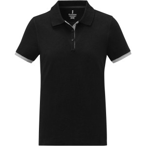 Morgan short sleeve women?s duotone polo, Solid black (Polo shirt, 90-100% cotton)