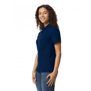 SOFTSTYLE(r) LADIES' DOUBLE PIQU POLO WITH 3 COLOUR-MATCHED BUTTONS, Navy (Polo shirt, 90-100% cotton)