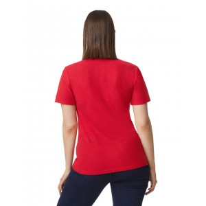 SOFTSTYLE(r) LADIES' DOUBLE PIQU POLO WITH 3 COLOUR-MATCHED BUTTONS, Red (Polo shirt, 90-100% cotton)