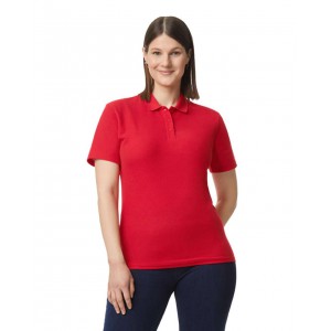 SOFTSTYLE(r) LADIES' DOUBLE PIQU POLO WITH 3 COLOUR-MATCHED BUTTONS, Red (Polo shirt, 90-100% cotton)