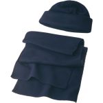 Polyester fleece (200 gr/m2) beanie and scarf Russo, blue (1745-05)