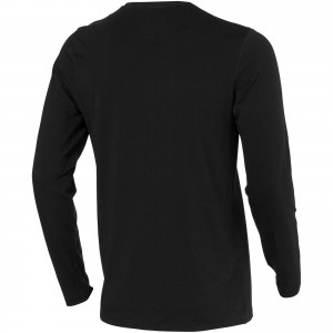 Ponoka long sleeve men's organic t-shirt, solid black (Long-sleeved shirt)