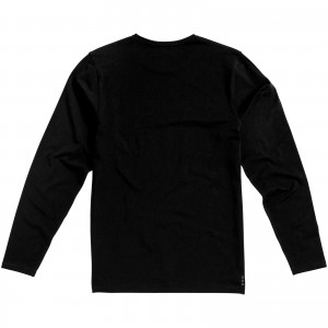 Ponoka long sleeve men's organic t-shirt, solid black (Long-sleeved shirt)