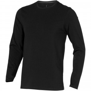 Ponoka long sleeve men's organic t-shirt, solid black (Long-sleeved shirt)