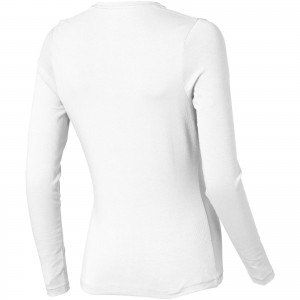 Ponoka long sleeve women's organic t-shirt, White (Long-sleeved shirt)