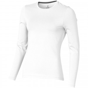 Ponoka long sleeve women's organic t-shirt, White (Long-sleeved shirt)