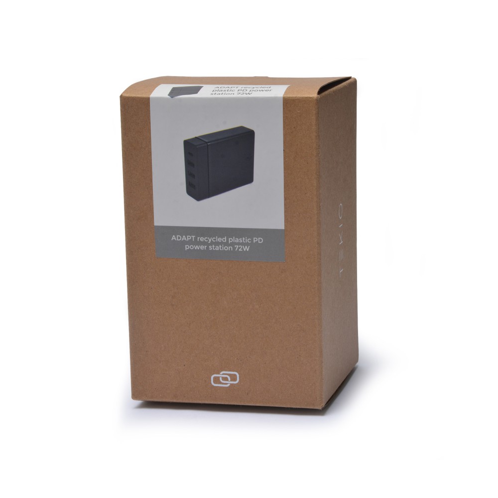 ADAPT PD-Powerstation aus recyceltem Kunststoff, 72W, schwar (Powerbanks)