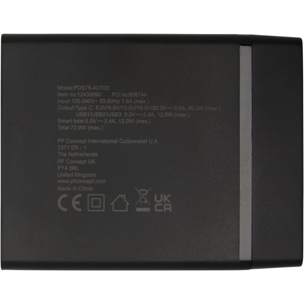 ADAPT PD-Powerstation aus recyceltem Kunststoff, 72W, schwar (Powerbanks)