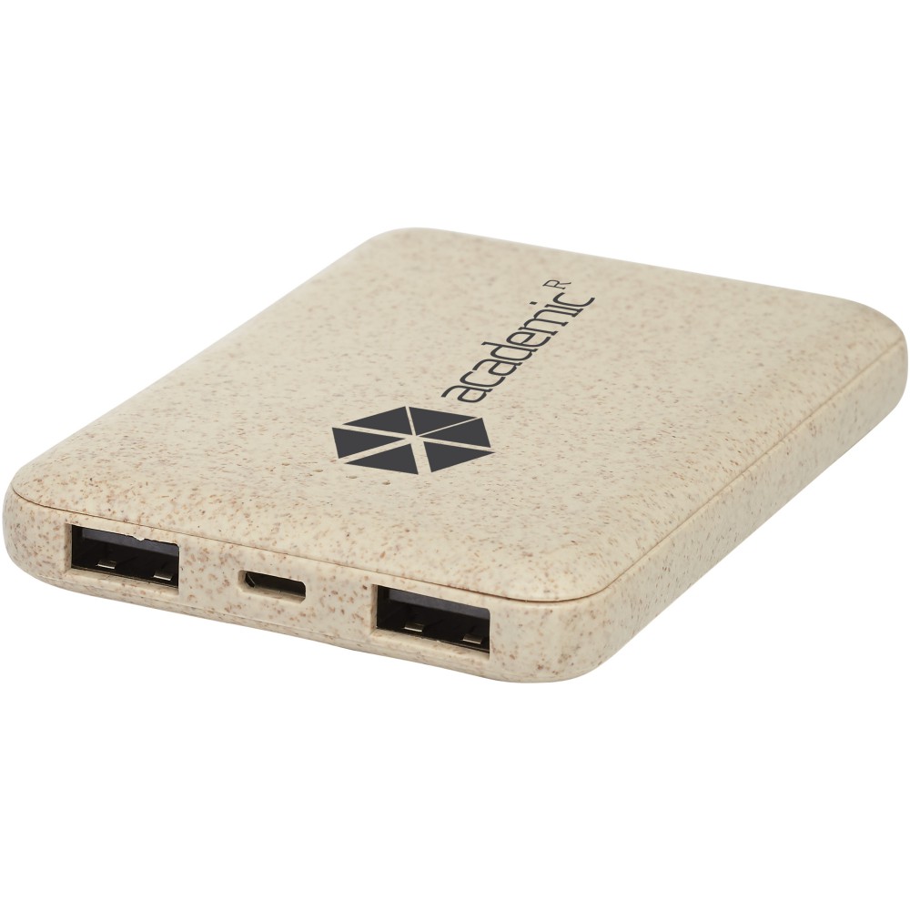 Asama 5000 mAh Powerbank aus Weizenstroh, beige (Powerbanks)