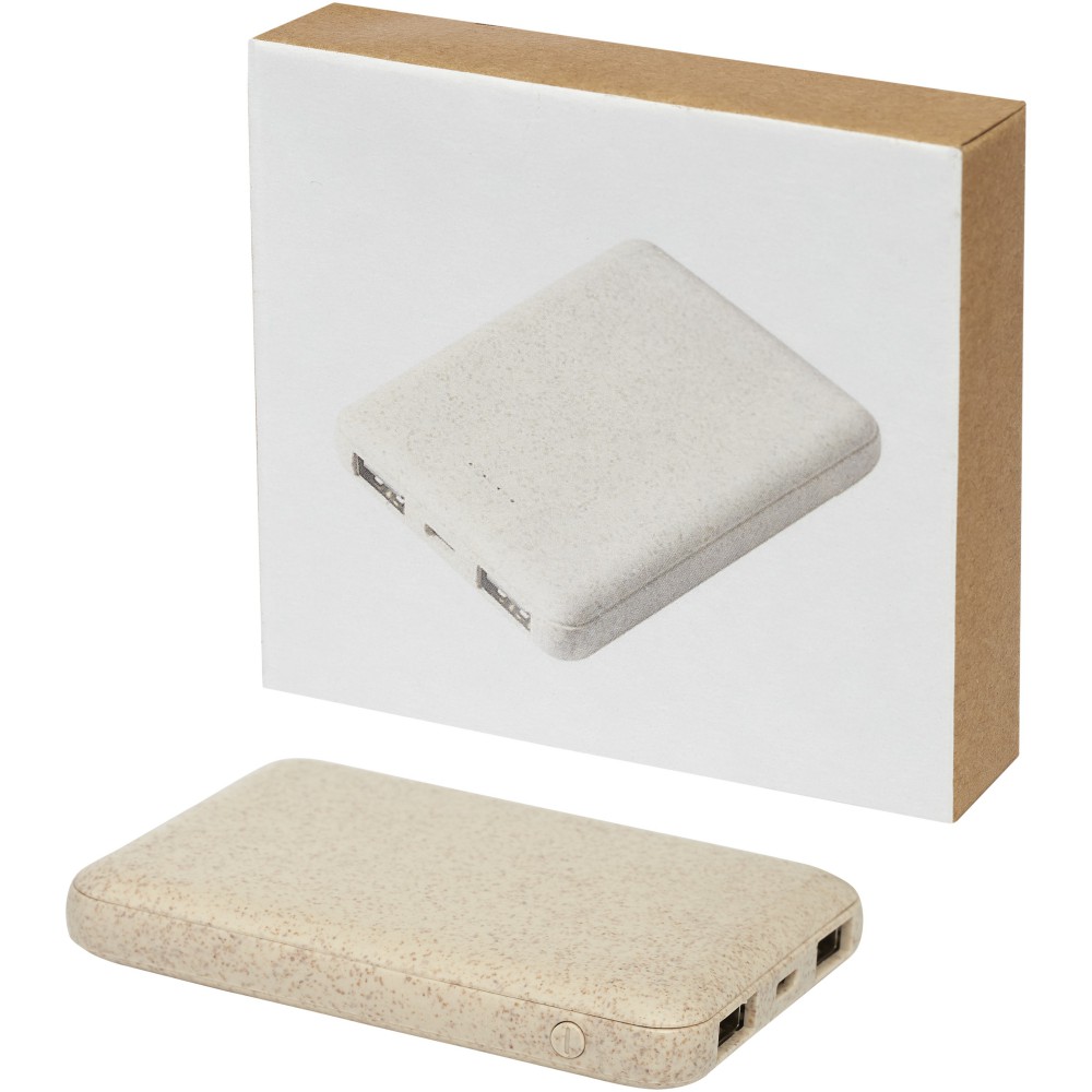 Asama 5000 mAh Powerbank aus Weizenstroh, beige (Powerbanks)