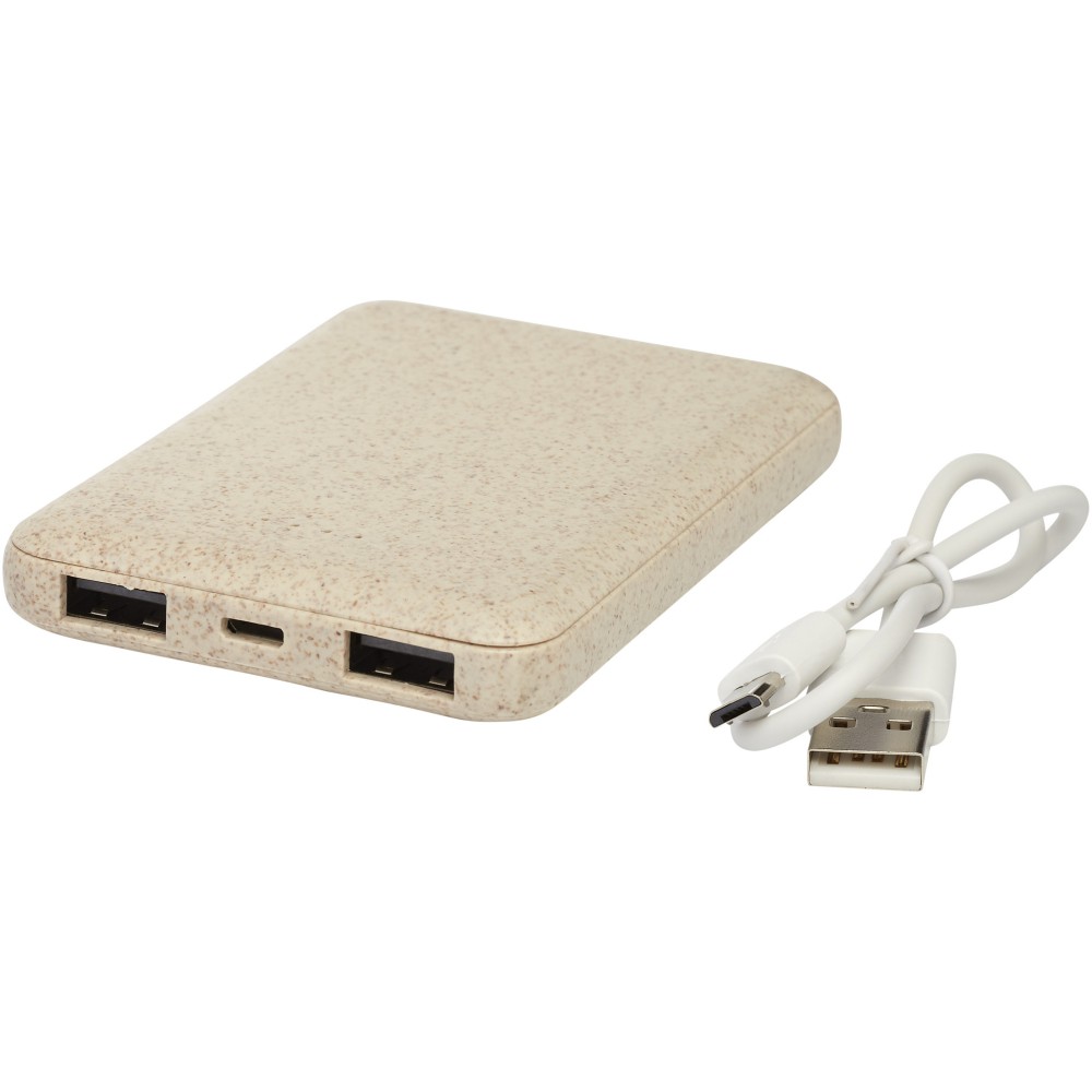Asama 5000 mAh Powerbank aus Weizenstroh, beige (Powerbanks)