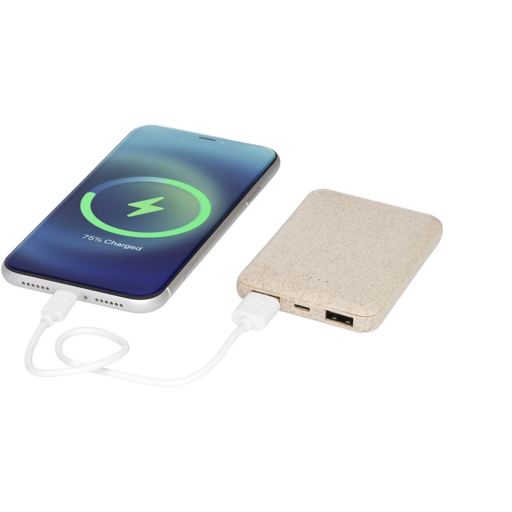 Asama 5000 mAh Powerbank aus Weizenstroh, beige (Powerbanks)