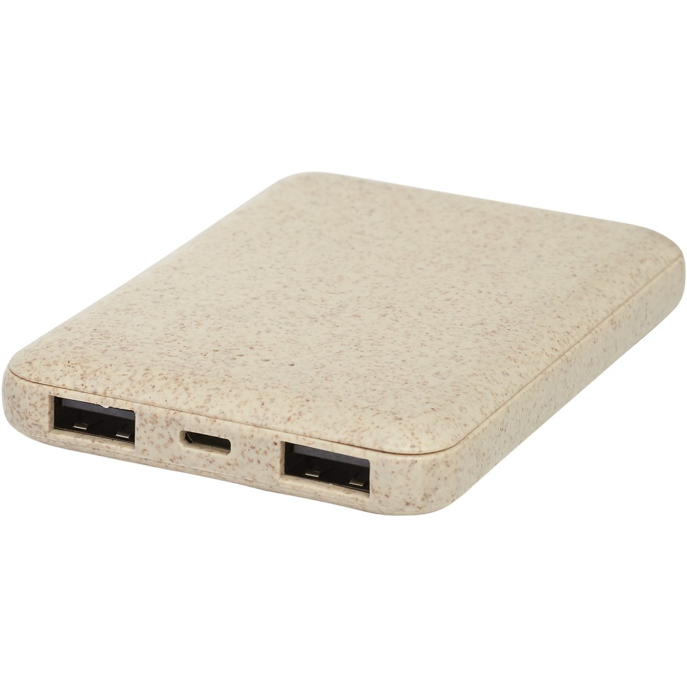 Asama 5000 mAh Powerbank aus Weizenstroh, beige (Powerbanks)