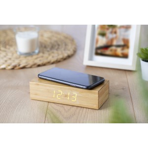 Bamboo wireless charger and clock Rosie, bamboo (Clocks and watches)