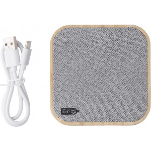 Bamboo wireless charger Moses, grey (Powerbanks)