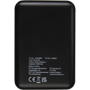 Gleam 5000 mAh ultra slim light-up power bank, Solid black (Powerbanks)