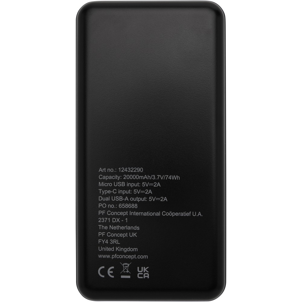 Loop 20.000 mAh Powerbank aus recyceltem Kunststoff, schwarz (Powerbanks)