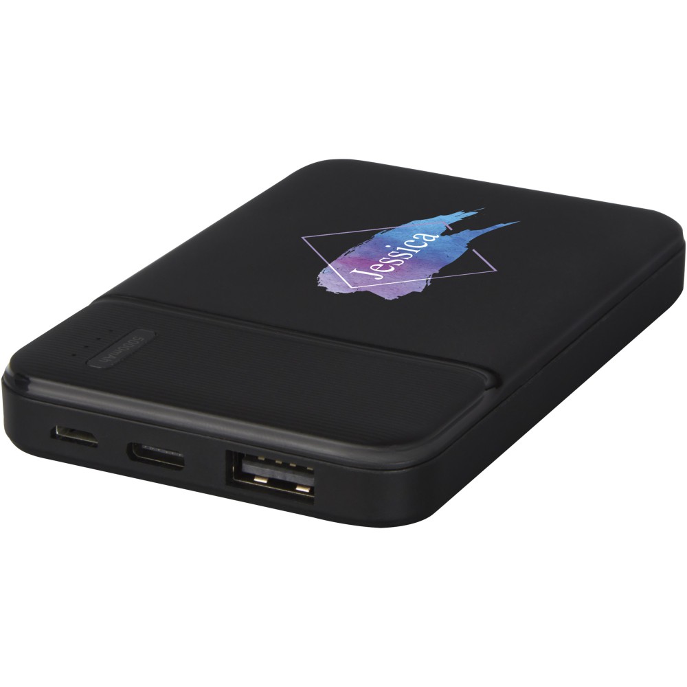 Loop 5000 mAh Powerbank aus recyceltem Kunststoff, schwarz (Powerbanks)