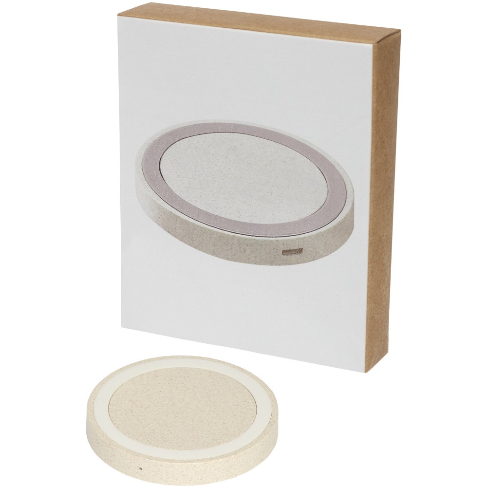 Naka kabelloses 5W Ladepad aus Weizenstroh, beige (Powerbanks)