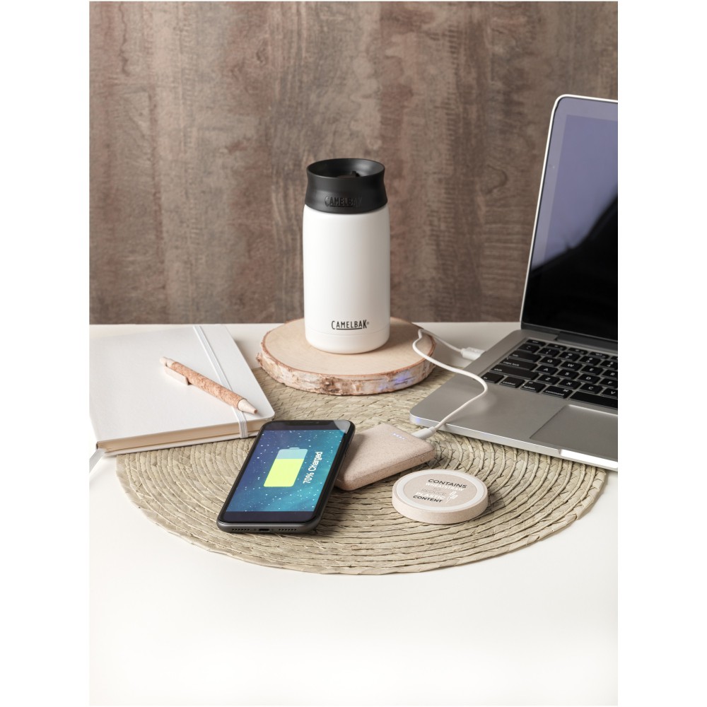 Naka kabelloses 5W Ladepad aus Weizenstroh, beige (Powerbanks)