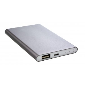 Powerbank aus Aluminium Ezra, stahlgrau