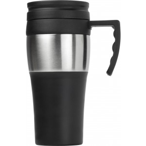 PP and stainless steel travel mug Karina, black/silver (Mugs)