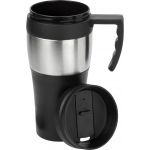 PP and stainless steel travel mug Karina, black/silver (3481-50CD)