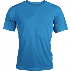 MEN'S SHORT-SLEEVED SPORTS T-SHIRT, Aqua Blue <font size=1>[ENG]</font>