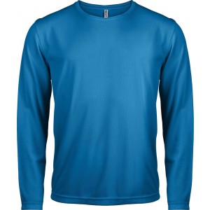 MEN'S LONG-SLEEVED SPORTS T-SHIRT, Aqua Blue <font size=1>[ENG]</font>