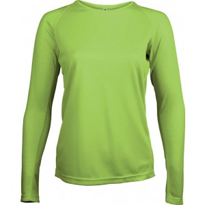 LADIES' LONG-SLEEVED SPORTS T-SHIRT, Lime <font size=1>[ENG]</font>
