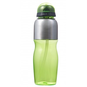 PS and stainless steel bottle Emberly, green (Sport bottles)