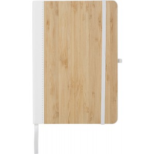 PU and bamboo notebook Dorita, white (Notebooks)