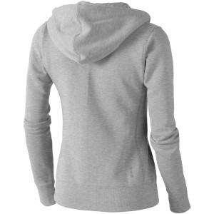 Arora hooded full zip ladies sweater, Grey melange (Pullovers)