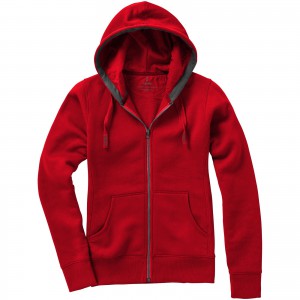 Arora hooded full zip ladies sweater, Red (Pullovers)