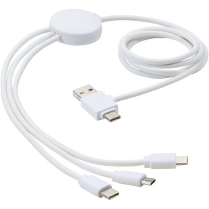 Pure 5-in-1 charging cable with antibacterial additive, Whit (Eletronics cables, adapters)