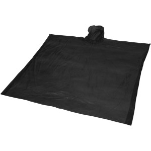 Ziva disposable rain poncho with storage pouch, solid black (Raincoats)