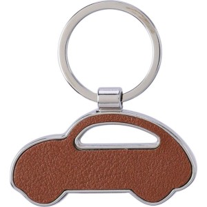 Recycled leather keychain Joan, brown (Keychains)