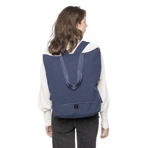 Recycled polycotton (330 gsm) tote backpack Osric, blue (Einkaufstaschen)