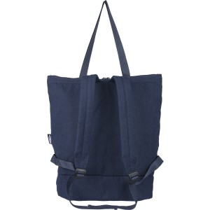 Recycled polycotton (330 gsm) tote backpack Osric, blue (Einkaufstaschen)