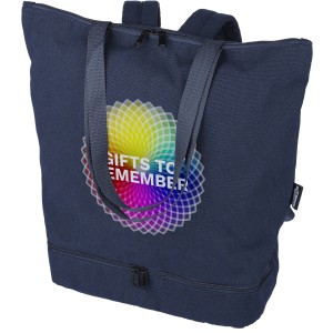 Recycled polycotton (330 gsm) tote backpack Osric, blue (Einkaufstaschen)