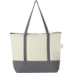 Repose 320 g/m2 recycled cotton zippered tote bag 10L, Natural, Heather grey (cotton bag)